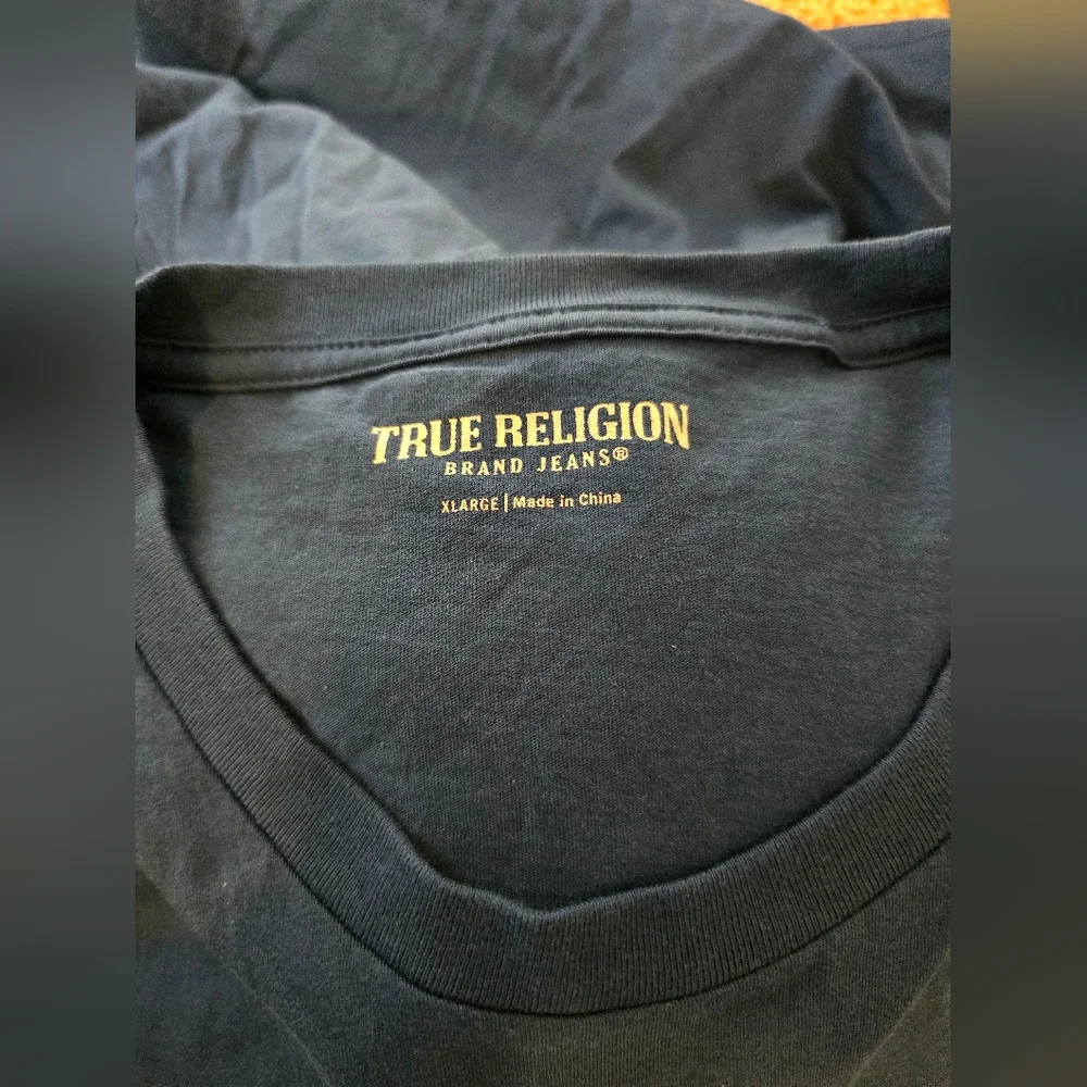 MEN TRUE RELIGION Embroidered Vines Graphic Deep Turquoise T Shirt Size XL
